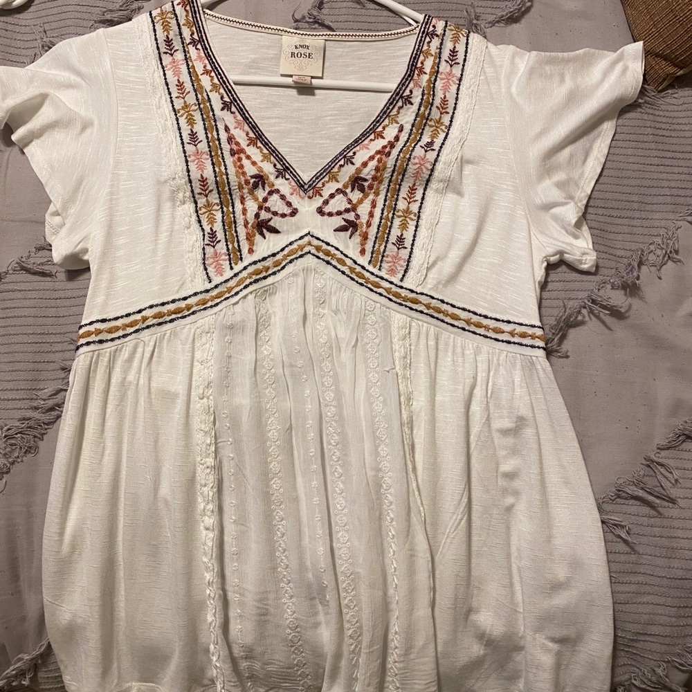 flowy embroidery top
